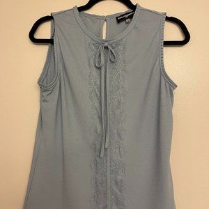 Karl Lagerfeld Sleeveless Lace Front Blue Blouse